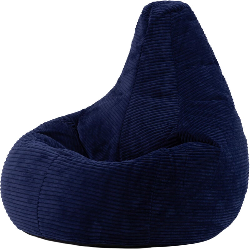 Pouf Fauteuil en Velours Côtelé Dalton, Poufs de Salon pour Adultes, Bleu Marine, oeko-tex - Icon