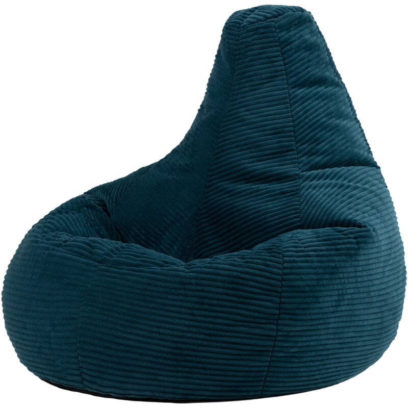 Pouf Fauteuil en Velours Côtelé Dalton, Poufs de Salon pour Adultes, Vert Sarcelle, oeko-tex - Icon