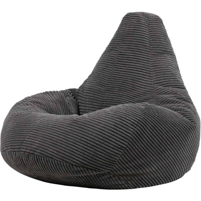 Pouf Fauteuil en Velours Côtelé Dalton, Poufs de Salon pour Adultes, Gris Anthracite - Gris Anthracite - Icon