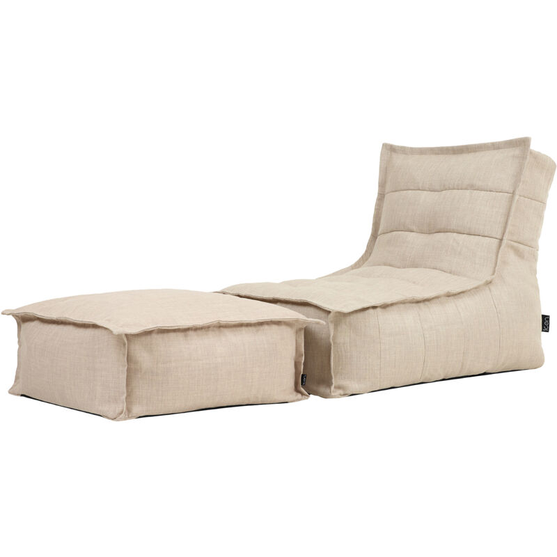 Pouf méridienne et repose-pieds d'intérieur et d'extérieur Dolce, grand Pouf Fauteuil xxl, Naturel, oeko-tex - Icon