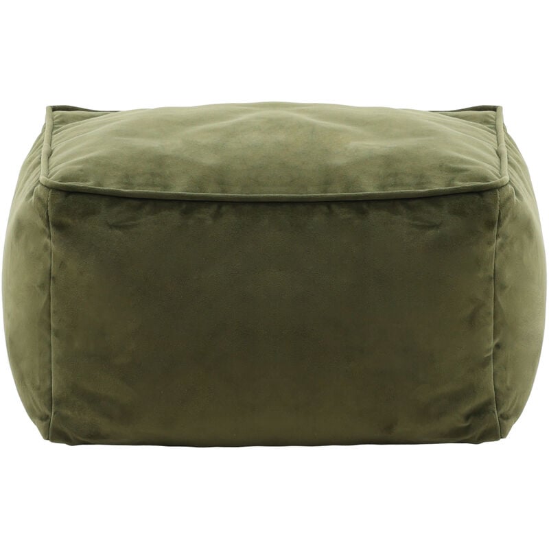 Pouf Repose-Pieds Carré en Velours Amara, Poufs de Salon, Vert Olive - Icon
