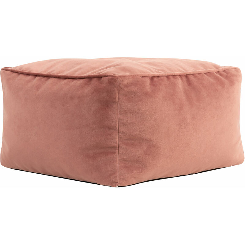 Pouf Repose-Pieds Carré en Velours Amara, Poufs de Salon, Aube Rose - Icon