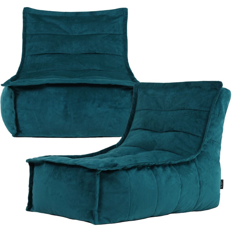 Pouf Modulable en Velours Dolce, Lot de 2, Pouf Fauteuil de Salon xxl, Vert Sarcelle - Icon