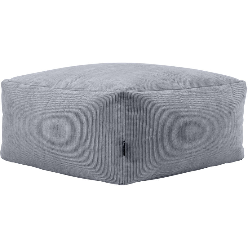 Pouf Modulable Velours Côtelé Tetra, Gris, oeko-tex - Icon