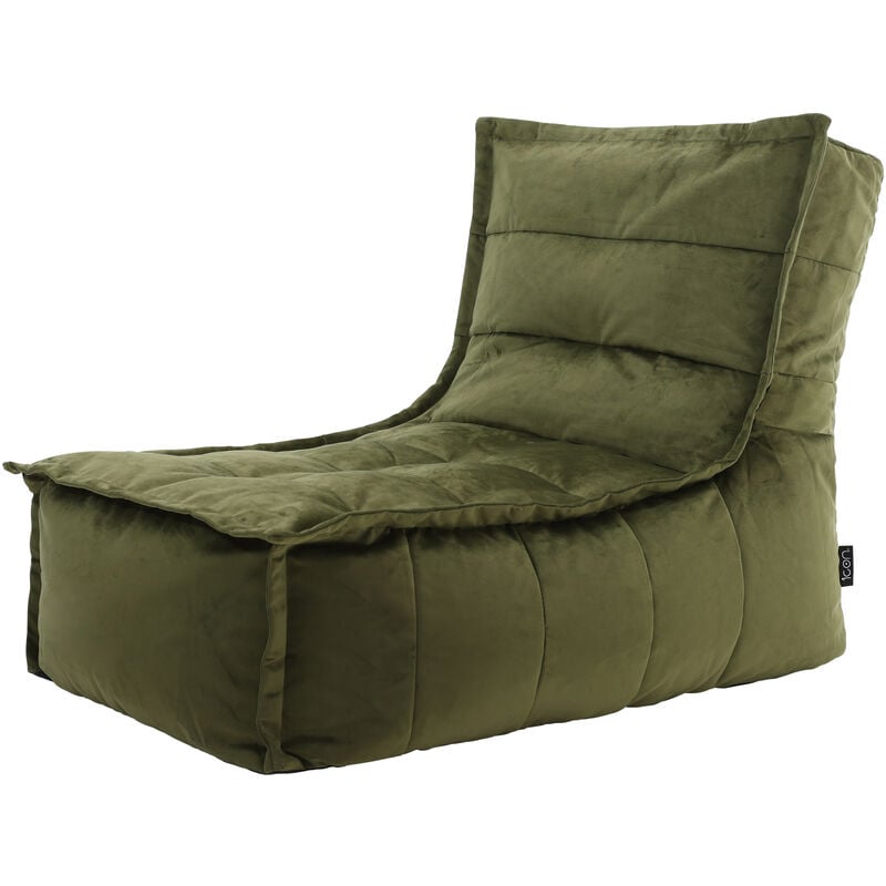 pouf chaise longue en velours dolce, pouf fauteuil de salon xxl, vert olive - vert olive - icon
