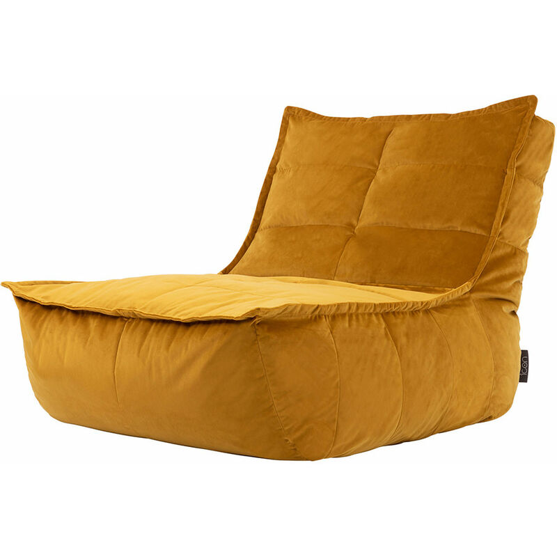 pouf chaise longue en velours dolce, pouf fauteuil de salon xxl, jaune ocre - jaune ocre - icon