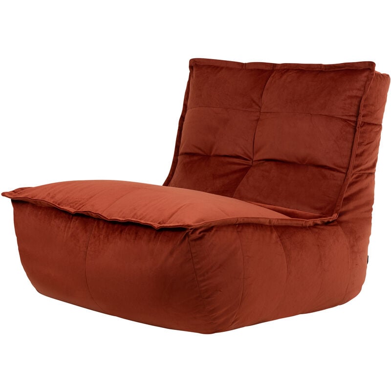 pouf chaise longue en velours dolce, pouf fauteuil de salon xxl, terracotta orange - terracotta orange - icon