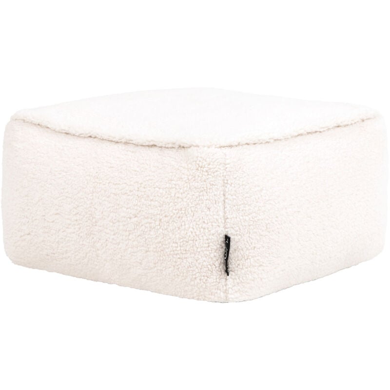 icon Pouf Repose-Pieds Carré en Velours Amara, Poufs de Salon, Naturel/Crème