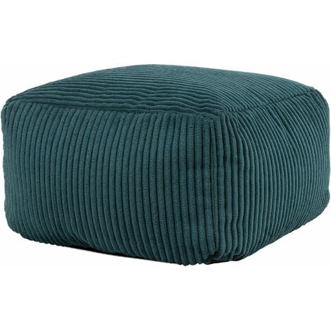 icon Pouf Repose-Pieds Carré en Velours Côtelé Theo, Poufs de Salon, Beige Galet, OEKO-TEX