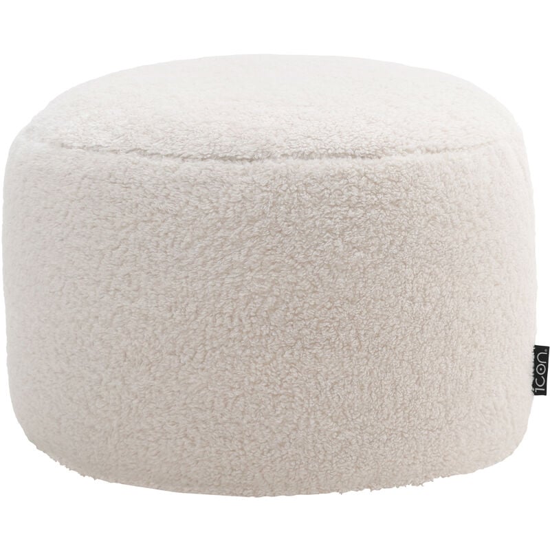 Pouf Repose-Pieds en molleton, iggy, Rond, 55cm x 55cm, Beige/Naturel, oeko-tex - Icon
