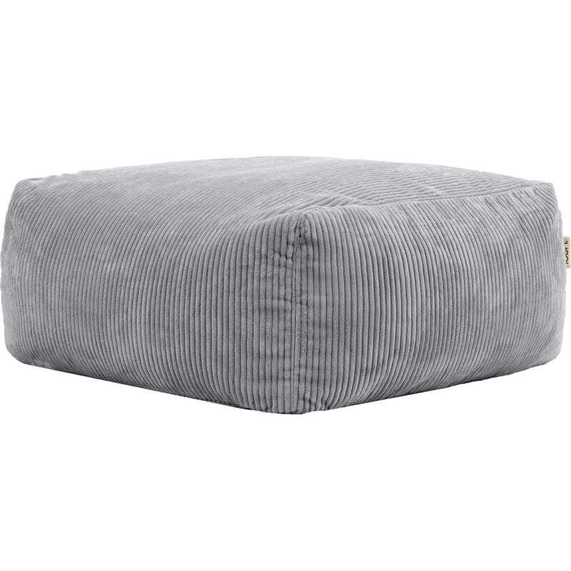 Pouf Repose-pieds modulaire en velours côtelé Zen, Grey, oeko-tex - Icon