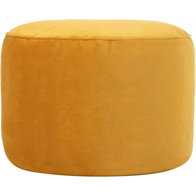 icon Pouf Repose-Pieds Rond en Velours Milano, Poufs de Salon, Jaune Ocre
