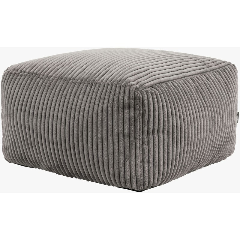 Pouf Repose-Pieds Carré en Velours Côtelé Theo, Poufs de Salon, Gris Anthracite, oeko-tex - Icon