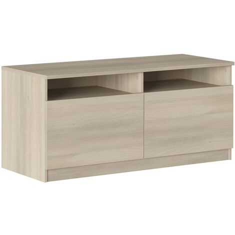 Iconico Home MIK Mobile TV con vani a Giorno e 2 Ante a Battente, con Maniglie Integrate, Legno ingegnerizzato, Rovere, 120x44,5xh53,5 cm