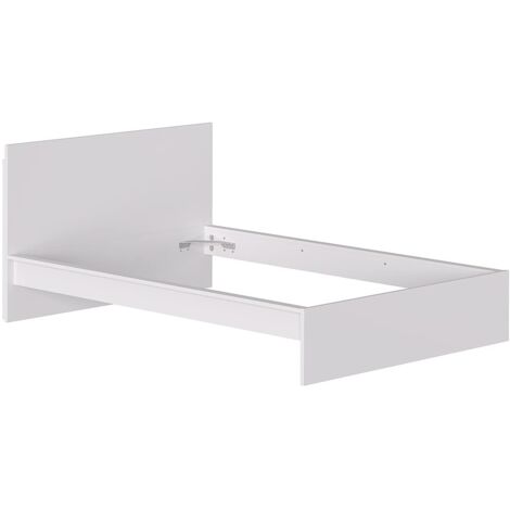 Iconico Home MIK Struttura Letto Matrimoniale con testiera portaoggetti, Legno Composito, Bianco Opaco, 160x200 cm