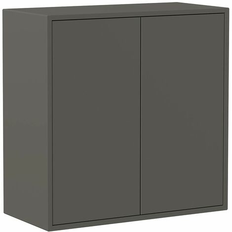 Iconico Home QBE Cubo da parete, 1 ripiano, con 2 ante apertura a pressione, Ingresso, Soggiorno, Camera da letto, Cameretta ragazzi, Studio, 75x35xh75 cm, Grigio scuro