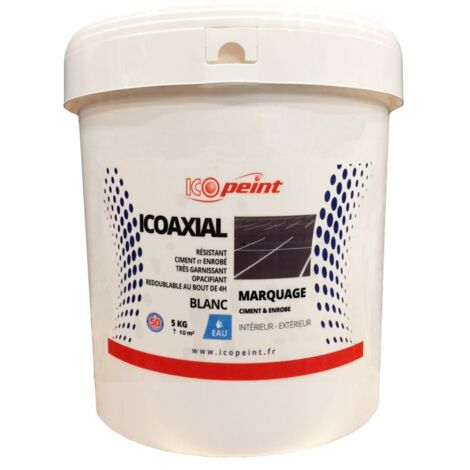 Icopeint Icoaxial Peinture Marquage Ciment et Enrobé - Intérieur et Extérieur  Couleur: BLANC - Conditionnement: 25KG