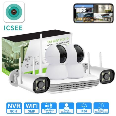 iCSee Kit di Sicurezza con NVR e 4 Telecamere Smart WiFi