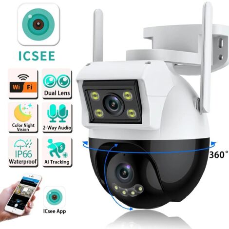 iCSee Telecamera di Sicurezza a Doppia Lente Smart WiFi da 6MP Impermeabile