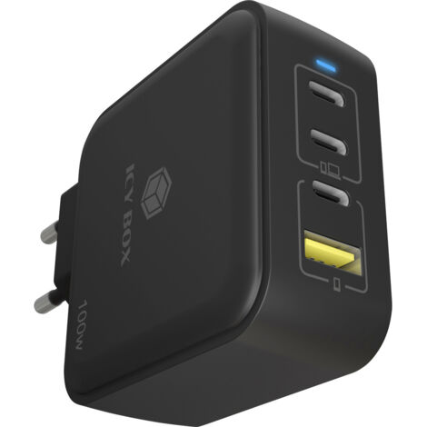ICY BOX GaN Wandladegerät Adaptateur USB-C 100 W noir