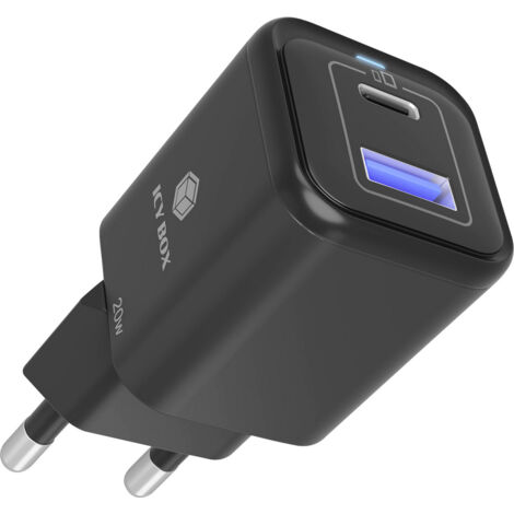 ICY BOX Wandladegerät mit 20 W USB-C® Adapter 20 W   Schwarz