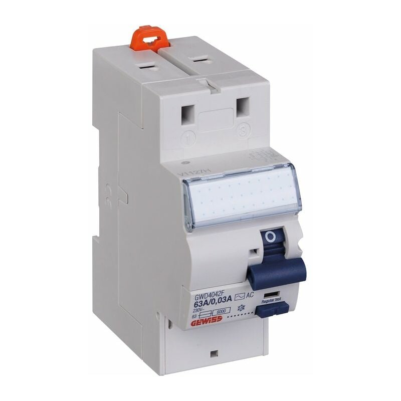 Interrupteur différentiel 2P 30mA fixmatic, protection des départs . Gewiss 63A - AC/0,03