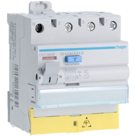 ID 3P+N 63A 300mA ACS BD - INTER. DIFF. TETRA. HAGER CPC863F
