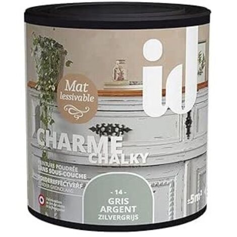 ID-PARIS - VERNICE OPACA E LAVABILE SENZA PRIMERCHARME COLORE GRIGIO ARGENTO - 0.5 LT