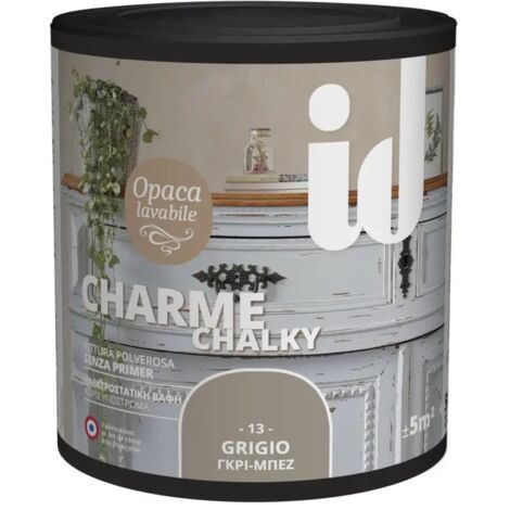 ID VERNICE OPACA E LAVABILE SENZA PRIMERCHARME COLORE GRIGIO - 0.5 LT