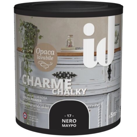 ID VERNICE PITTURA CHARME LAVABILE PER MOBILI, COLORE NERO - 0.5 LT