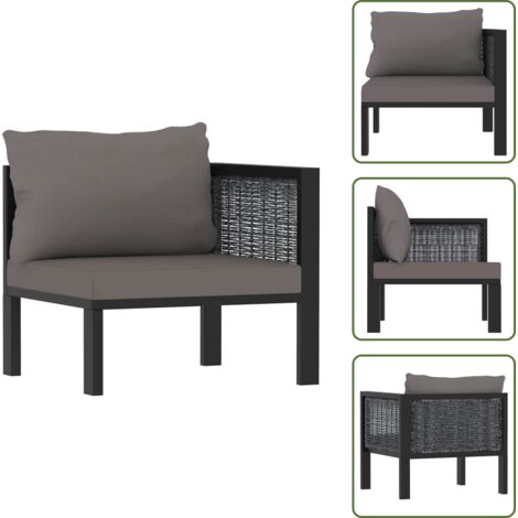 idaXL Divano Angolare Modulare Bracciolo Sinistro Polyrattan Antracite - Divano angolare
