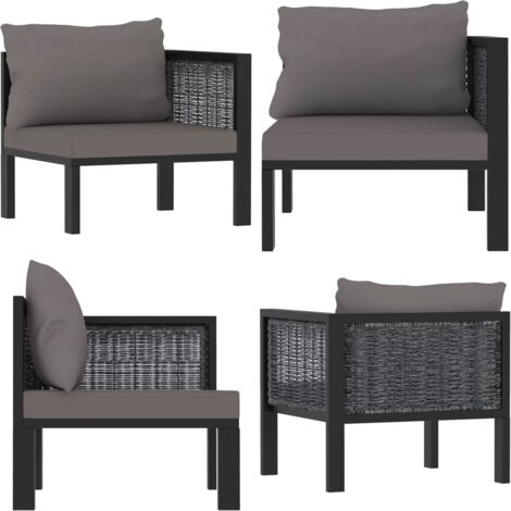 idaXL Divano Angolare Modulare Bracciolo Sinistro Polyrattan Antracite - Divano angolare - Polyrattan