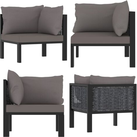 idaXL Divano Angolare Modulare Bracciolo Sinistro Polyrattan Antracite - Divano angolare - Polyrattan