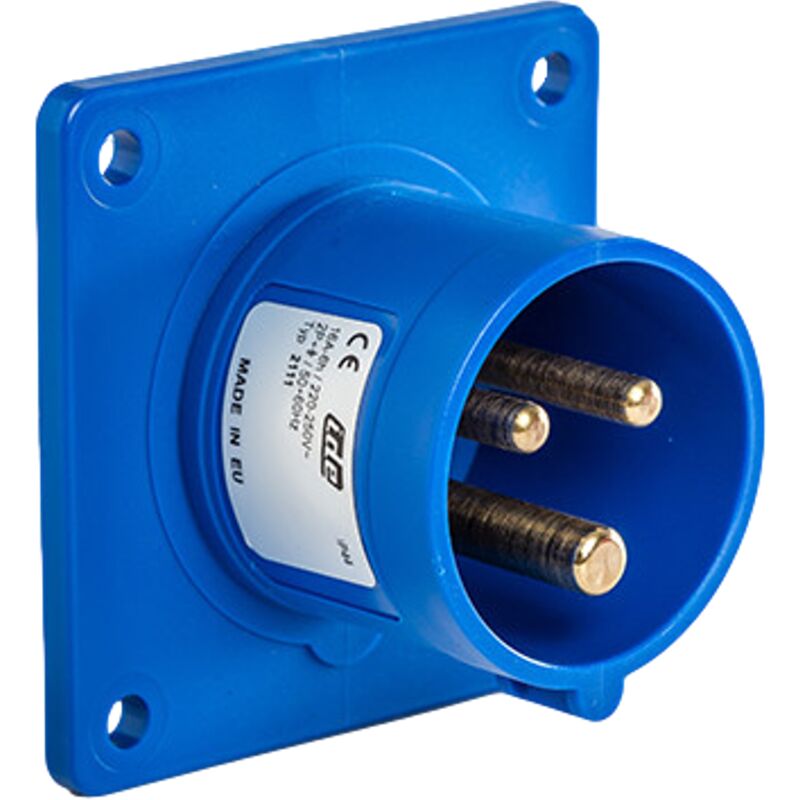 IDE - Prise mâle cee P17 2P+T 16A étanche IP44 ou IP67 à encastrer sur coffret - Étanche IP67 ou IP44 - IP44 - Embase mâle 2P+T - 16A - 230V
