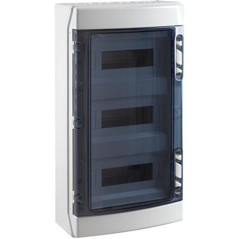 IDE – Coffret de communication étanche IP65 – 36 modules sur 3 rangées – Dimensions 586x310x148mm – Porte en polycarbonate résistante aux chocs IK08