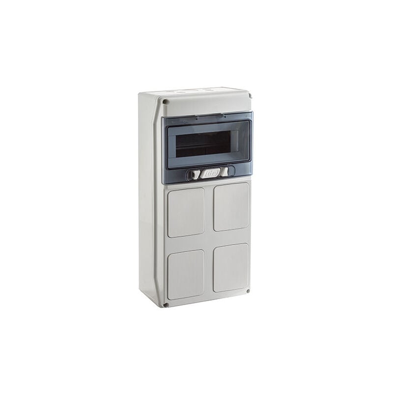 IDE - Pcsn9pt - Coffret Pour Prise étanche Ip65 - Prédécoupage 4 Prises - 1 Rangée De 9 Modules Star