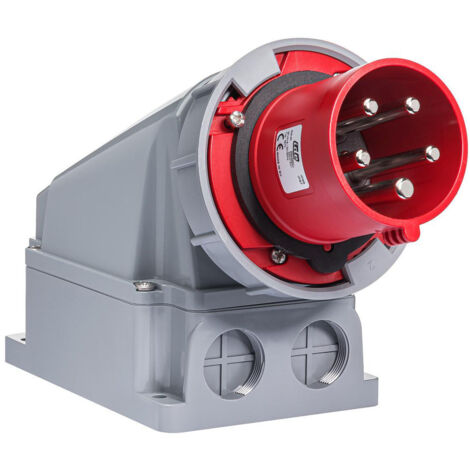 IDE – Socle mâle tétrapolaire 63A 380V – Étanche IP67 pour installations industrielles – Résistance aux chocs IK08 – Câble jusqu'à 25mm² - MALE 63 A