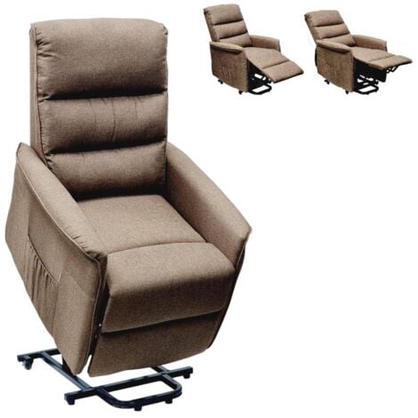 WS DESIGN Idea Regalo Poltrona Taiti Elettrica Tessuto Alzapersona con Ruote Marrone