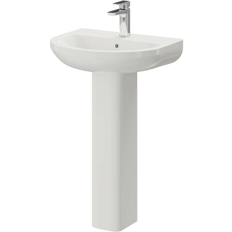 Wholesale Domestic - Ideal 560mm Basin with 1 Tap Hole and Full Pedestal - White