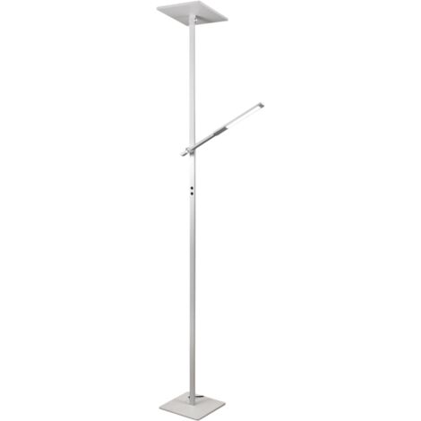 IDEAL LAMPADA DA TERRA IN ALLUMINIO BIANCO 2 LUCI A LED 3000K - 40W+8W - 3050 + 670 lm ORIENTABILE