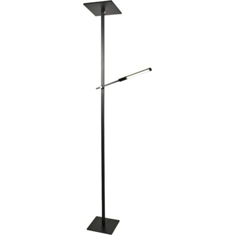 IDEAL LAMPADA DA TERRA IN ALLUMINIO NERO 2 LUCI A LED 3000K - 40W+8W - 3050 + 670 lm ORIENTABILE
