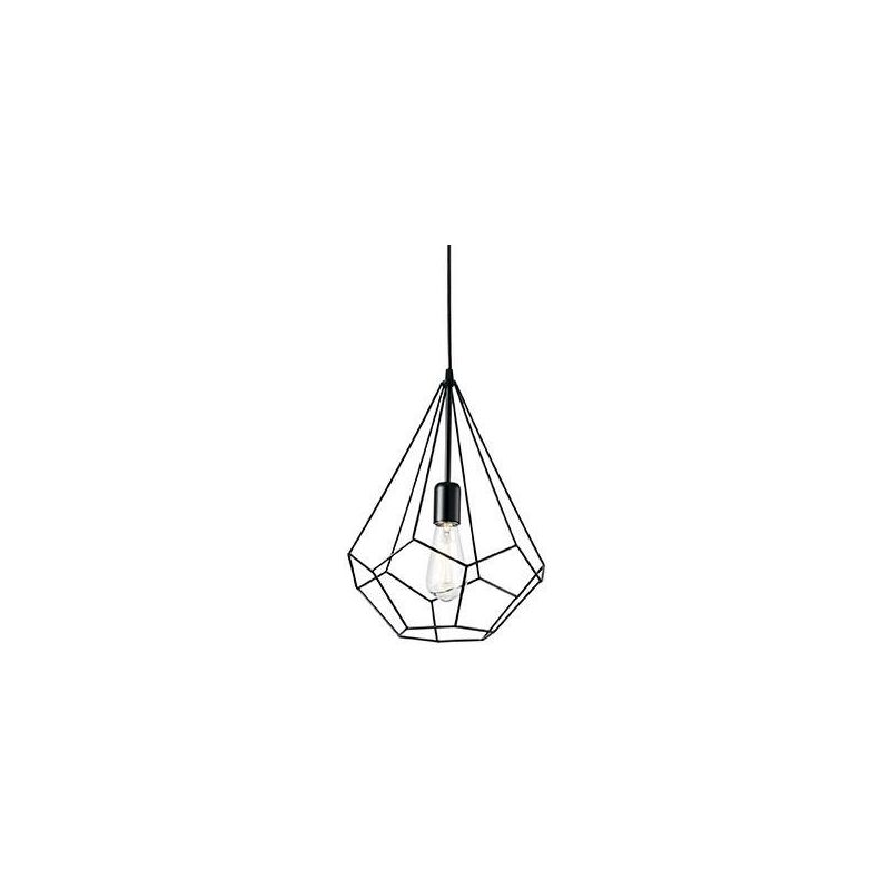 Ideal Lux Lighting - Ideal Lux Ampolla - 1 Light Ceiling Pendant Matt Black Cage Style, E27