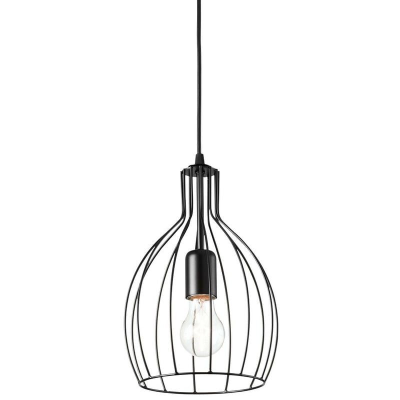 

Ideal Lux Ampolla - 1 luz colgante de techo negro mate estilo jaula, E27
