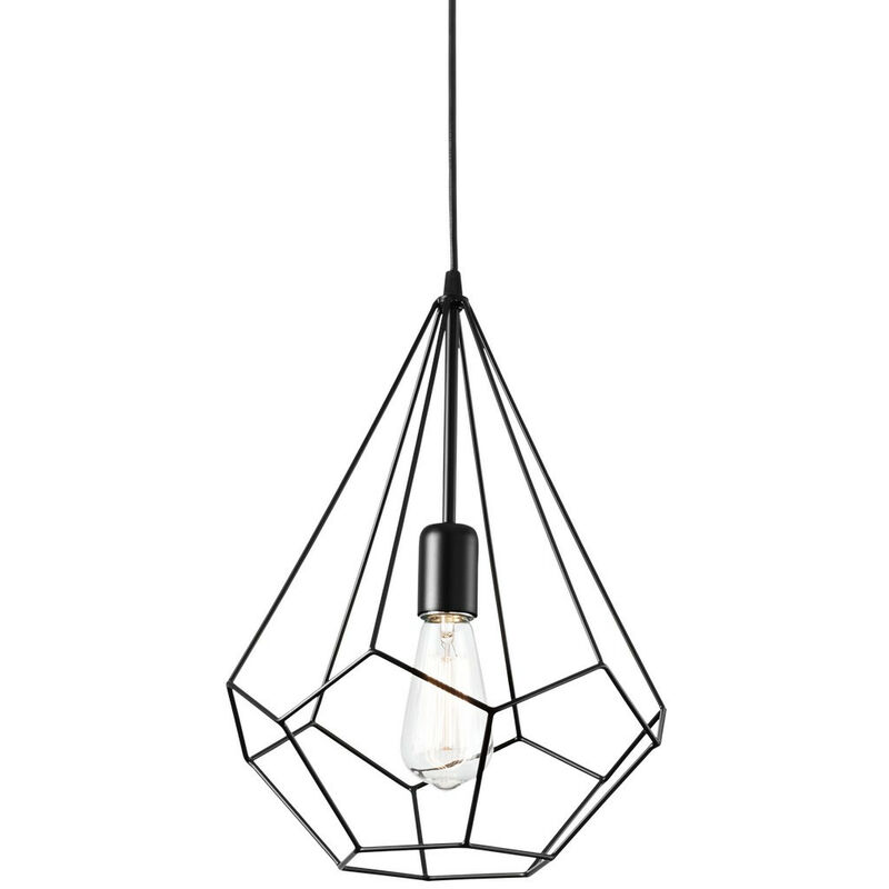 

Ideal Lux Ampolla - 1 luz colgante de techo negro mate estilo jaula, E27