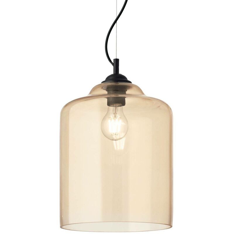 Ideal Lux Bistro' - 1 Light Dome Ceiling Pendant Light Amber, E27