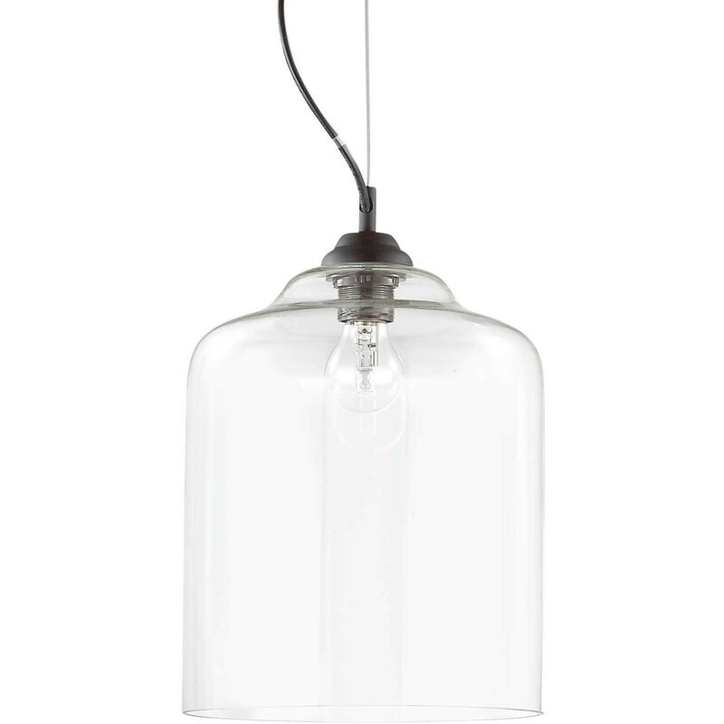 

Ideal Lux Bistro' - 1 Light Dome colgante de techo cuadrado de vidrio soplado transparente negro, E27