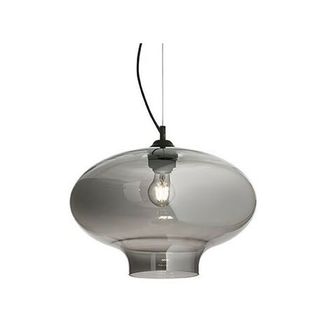 Ideal Lux Bistro' - 1 Light Dome Deckenanhänger Schwarz, Rauchgrau, Glas rund, E27