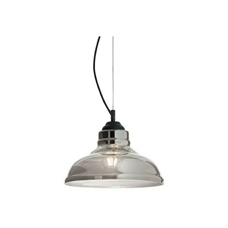 Ideal Lux Bistro' - 1 Light Dome Deckenanhänger Schwarz, Rauchgrau, Glasplatte, E27