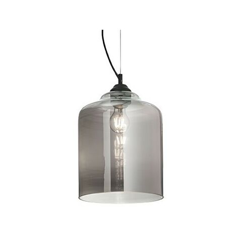 Ideal Lux Bistro' - 1 Light Dome Deckenanhänger Schwarz, Rauchgrau, Glasquadrat, E27