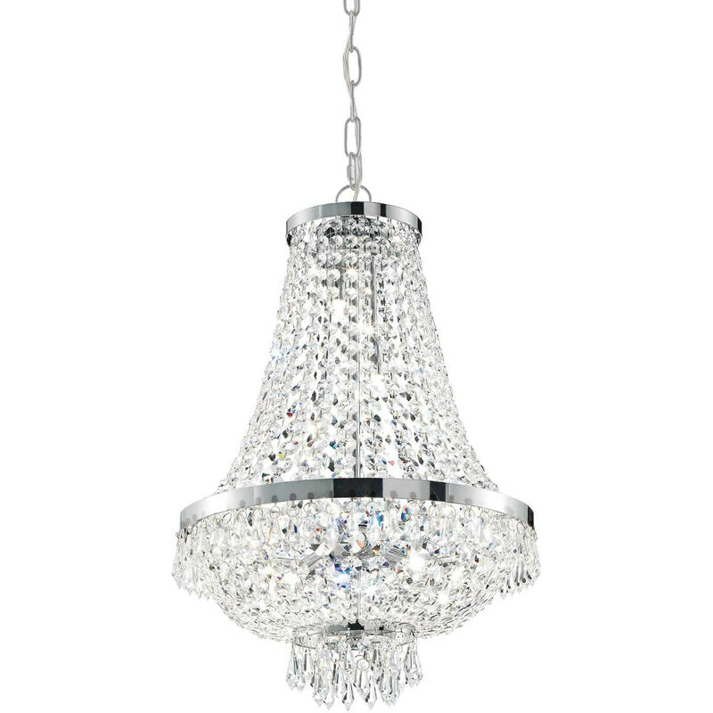 Ideal Lux Lighting - Ideal Lux Caesar - 6 Light Crystal Chandelier Chrome Finish, G9